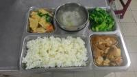 107.2.26午餐  白米飯、豉汁魚丁、韭菜甜條、炒油菜、薑絲冬瓜湯