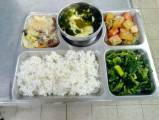 107.4.19午餐  白米飯、羅漢齋、鮮蔬粉絲、炒A菜、海芽蛋花湯