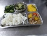 108.4.11午餐  白飯、彩椒肉片、金沙南瓜、炒蚵白菜、紫菜蛋花湯
