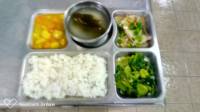 110.3.25午餐  白飯、清蒸魚片、咖哩蔬菜、炒A菜、海結湯