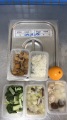 1130325  白飯,豆干滷肉,薑絲蒲瓜,炒有機黑葉白菜,銀蘿雞湯,柳橙,調味料