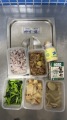 1130528  五穀飯,京醬肉片,關東煮,炒有機綠莧菜,菇菇湯,牛奶,豆漿,調味料